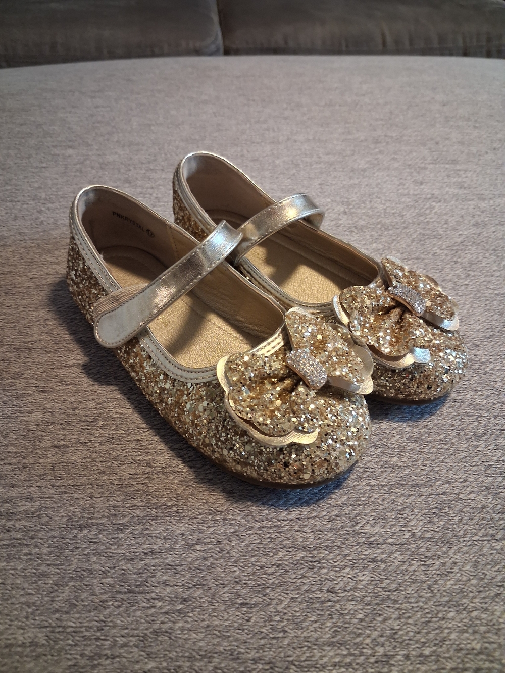 Source Unknown Gold Glitter Mary Jane Flats with Bow